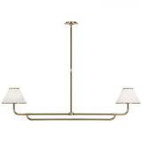 Visual Comfort & Co. Signature Collection Rigby Large Linear Chandelier, 2-Light, LED, Soft Brass, Natural Oak, Linen Shade, 54.25"W (MF 5059SB/NO-L D01RM) 