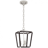 Visual Comfort & Co. Signature Collection Darlana Mini Wrapped Lantern, 3-Light, Polished Nickel, Black Rattan, 14"H (CHC 5875PN/BRT D01RX) 