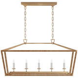 Visual Comfort & Co. Signature Collection Darlana Medium Rattan Wrapped Linear Lantern, 5-Light, Antique-Burnished Brass, Natural Rattan, 41"W (CHC 5765AB/NRT D01T1) 