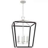 Visual Comfort & Co. Signature Collection Darlana X-Large Wrapped Lantern, 6-Light, LED, Polished Nickel, Black Rattan, 29"W (CHC 5881PN/BRT D01T0) 
