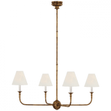 Visual Comfort & Co. Signature Collection Piaf Large Chandelier, 4-Light, Antique Gild, Linen Shade, 39"W (TOB 5451AG-L D01TQ) 