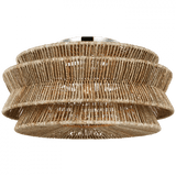 Visual Comfort & Co. Signature Collection Antigua Grande Semi-Flush Mount, 3-Light, LED, Polished Nickel, Natural Abaca, 30"W (CHC 4017PN/NAB D02R6) 