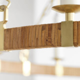 Visual Comfort & Co. Signature Collection Darlana Large Wrapped Ring Chandelier, 12-Light, LED, Antique-Burnished Brass, Natural Rattan, 40"W (CHC 5873AB/NRT D02RR) 