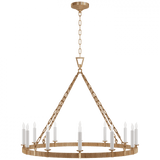 Visual Comfort & Co. Signature Collection Darlana Large Wrapped Ring Chandelier, 12-Light, LED, Antique-Burnished Brass, Natural Rattan, 40"W (CHC 5873AB/NRT D02RR) 