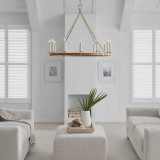 Visual Comfort & Co. Signature Collection Darlana Large Wrapped Ring Chandelier, 12-Light, LED, Antique-Burnished Brass, Natural Rattan, 40"W (CHC 5873AB/NRT D02RR) 