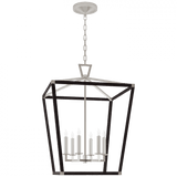 Visual Comfort & Co. Signature Collection Darlana Large Wrapped Lantern, 6-Light, LED, Polished Nickel, Black Rattan, 34.25"H (CHC 5879PN/BRT D02RV) 