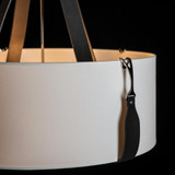 Hubbardton Forge Saratoga Large Pendant, 4-Lights, Antique Brass Accent, Natural Anna Shade, 31.9"W (104072-SKT-27-LC-SF2812 5DL2ML) 