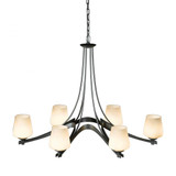 Hubbardton Forge Ribbon Chandelier, 6-Lights, Oil Rubbed Bronze, Opal, 38.5"W (104106-SKT-14-GG0236 5DL2MT) 