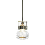 Hubbardton Forge Cuff Small Mini Pendant, 1-Light, Oil Rubbed Bronze, Clear Glass, 5.5"W (187330-SKT-MULT-14-ZM0448 5NMYZ3) 