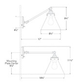 Visual Comfort & Co. Signature Collection Parkington Single Library Wall Light, 1-Light, LED, Bronze, 9.75"H (CHD 2525BZ-CG CWY64) 