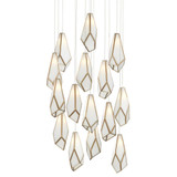 Currey and Company Glace White 15-Light Round Multi-Drop Pendant 