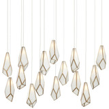 Currey and Company Glace White 15-Light Linear Multi-Drop Pendant 