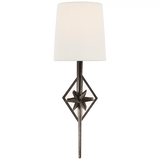 Visual Comfort & Co. Signature Collection Etoile Sconce, 1-Light, Aged Iron, Linen Shade, 16.5"H (S 2320AI-L D04PH) 