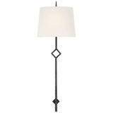 Visual Comfort & Co. Signature Collection Cranston Large Sconce, 1-Light, Aged Iron, Linen Shield Shade, 37"H (S 2408AI-L D04PK) 