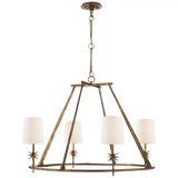 Visual Comfort & Co. Signature Collection Etoile Round Chandelier, 4-Light, Gilded Iron, Linen Shade, 35.5"W (S 5315GI-L D04PT) 