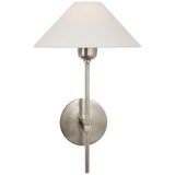 Visual Comfort & Co. Signature Collection Hackney Single Sconce, 1-Light, Antique Nickel, Linen Shade, 14"H (SP 2022AN-L D04Q2) 
