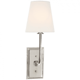 Visual Comfort & Co. Signature Collection Hulton Sconce, 1-Light, Polished Nickel, Linen Shade, 17"H (TOB 2190PN-L D04QA) 
