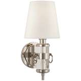 Visual Comfort & Co. Signature Collection Jonathan Sconce, 1-Light, Crystal, Linen Shade, 13.5"H (TOB 2730CG-L D04QG) 