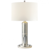 Visual Comfort & Co. Signature Collection Longacre Small Table Lamp, 2-Light, Polished Nickel, Linen Shade, 16"H (TOB 3000PN-L D04QK) 