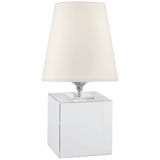 Visual Comfort & Co. Signature Collection Terri Cube Accent Lamp, 1-Light, Crystal, Linen Shade, 12.5"H (TOB 3020CG-L D04QN) 