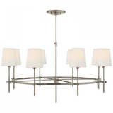 Visual Comfort & Co. Signature Collection Bryant Large Ring Chandelier, 8-Light, Antique Nickel, Linen Shade, 41"W (TOB 5024AN-L D04R3) 