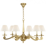 Visual Comfort & Co. Signature Collection Myrna Chandelier, 6-Light, Natural Brass, Linen Shade, 33"W (AH 5010NB-L D04RJ) 