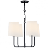 Visual Comfort & Co. Signature Collection Go Lightly Small Chandelier, 4-Light, Charcoal, Linen Shade, 19.75"W (BBL 5080C-L D04RR) 