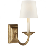 Visual Comfort & Co. Signature Collection Flemish Single Sconce, 1-Light, Gilded Iron, Linen Shade, 15.25"H (CHD 1495GI-L D05NK) 