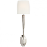 Visual Comfort & Co. Signature Collection Ruhlmann Single Sconce, 1-Light, Polished Nickel, Linen Shield Shade, 22.5"H (CHD 2460PN-L D05NQ) 