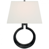 Visual Comfort & Co. Signature Collection Ring Form Ring Form Large Wall Sconce, 1-Light, Bronze, Linen Rectangle Shade, 19"H (CHD 2970BZ-L D05NU) 