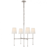 Visual Comfort & Co. Signature Collection Camille Small Chandelier, 4-Light, Polished Nickel, Linen Shade, 27.25"W (SK 5050PN-L D05P6) 