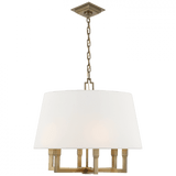 Visual Comfort & Co. Signature Collection Signature Square Tube Hanging Shade, 6-Light, Hand-Rubbed Antique Brass, Linen Shade, 24"W (SL 5820HAB-L D05PK) 