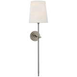 Visual Comfort & Co. Signature Collection Bryant Large Tail Sconce, 1-Light, Antique Nickel, Linen Shade, 26.75"H (TOB 2024AN-L D05PY) 