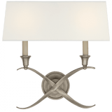 Visual Comfort & Co. Signature Collection Cross Bouillotte Large Sconce, 2-Light, Antique Nickel, Linen Shade, 15"H (CHD 1191AN-L D05QW) 