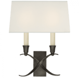 Visual Comfort & Co. Signature Collection Cross Bouillotte Small Sconce, 2-Light, Bronze, Linen Shade, 12.75"H (CHD 1190BZ-L D05QV) 