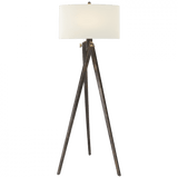 Visual Comfort & Co. Signature Collection Tripod Tripod Floor Lamp, 1-Light, Tudor Brown Stain, Linen Shade, 61"H (SL 1700TB-L D06MM) 