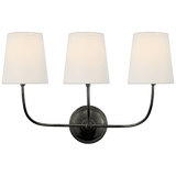 Visual Comfort & Co. Signature Collection Vendome Triple Sconce, 3-Light, Bronze, Linen Shade, 14"H (TOB 2009BZ-L D07N1) 