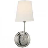 Visual Comfort & Co. Signature Collection Vendome Single Sconce, 1-Light, Polished Nickel, Linen Shade, 14"H (TOB 2007PN-L D06N2) 