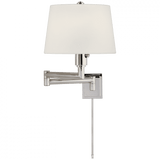 Visual Comfort & Co. Signature Collection Chunky Swing Arm, 1-Light, Polished Nickel, Linen Shade, 26.25"W (CHD 5106PN-L2 D07NZ) 