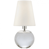 Visual Comfort & Co. Signature Collection Terri Tiny Terri Round Accent Lamp, 1-Light, Crystal, Linen Shade, 10.25"H (TOB 3051CG-L D06NH) 