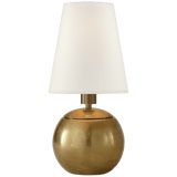Visual Comfort & Co. Signature Collection Terri Tiny Terri Round Accent Lamp, 1-Light, Hand-Rubbed Antique Brass, Linen Shade, 10.25"H (TOB 3051HAB-L D07PF) 