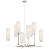 Visual Comfort & Co. Signature Collection Ziyi Large Chandelier, 8-Light, Polished Nickel, Linen Shade, 33.5"W (TOB 5016PN-L D06NW) 