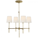 Visual Comfort & Co. Signature Collection Bryant Small Chandelier, 4-Light, Hand-Rubbed Antique Brass, Linen Shade, 26"W (TOB 5002HAB-L D07PM) 