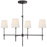 Visual Comfort & Co. Signature Collection Bryant Large Chandelier, 4-Light, Bronze, Linen Shade, 36"W (TOB 5003BZ-L D07PN) 