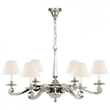 Visual Comfort & Co. Signature Collection Myrna Chandelier, 6-Light, Polished Nickel, Linen Shade, 33"W (AH 5010PN-L D06P8) 