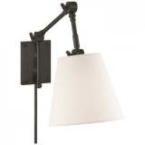 Visual Comfort & Co. Signature Collection Graves Graves Pivoting Sconce, 1-Light, Bronze, Linen Shade, 16.5"H (SK 2115BZ-L D06PQ) 