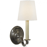 Visual Comfort & Co. Signature Collection Channing Single Sconce, 1-Light, Bronze, Linen Shade, 14"H (TOB 2120BZ-L D06PX) 