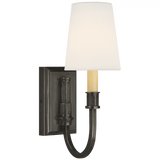 Visual Comfort & Co. Signature Collection Modern Library Sconce, 1-Light, Bronze, Linen Shade, 14"H (TOB 2327BZ-L D06Q3) 