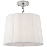 Visual Comfort & Co. Signature Collection Simple Simple Scallop Large Hanging Shade, 5-Light, Soft Silver, Linen Shade, 25"W (BBL 5015SS-L D30GU) 