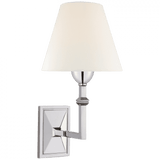 Visual Comfort & Co. Signature Collection Jane Wall Sconce, 1-Light, Polished Nickel, Linen Shade, 13.5"H (AH 2305PN-L D06QF) 